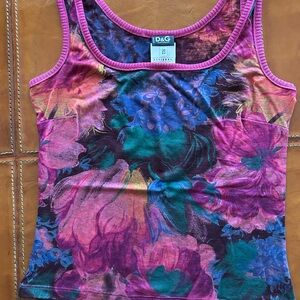 D&G Women's Vibrant Floral Tank Top - Pink and Blue